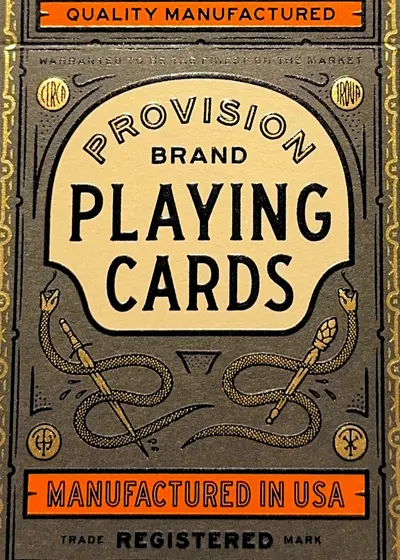 Provision Playing Cards tuck box, front